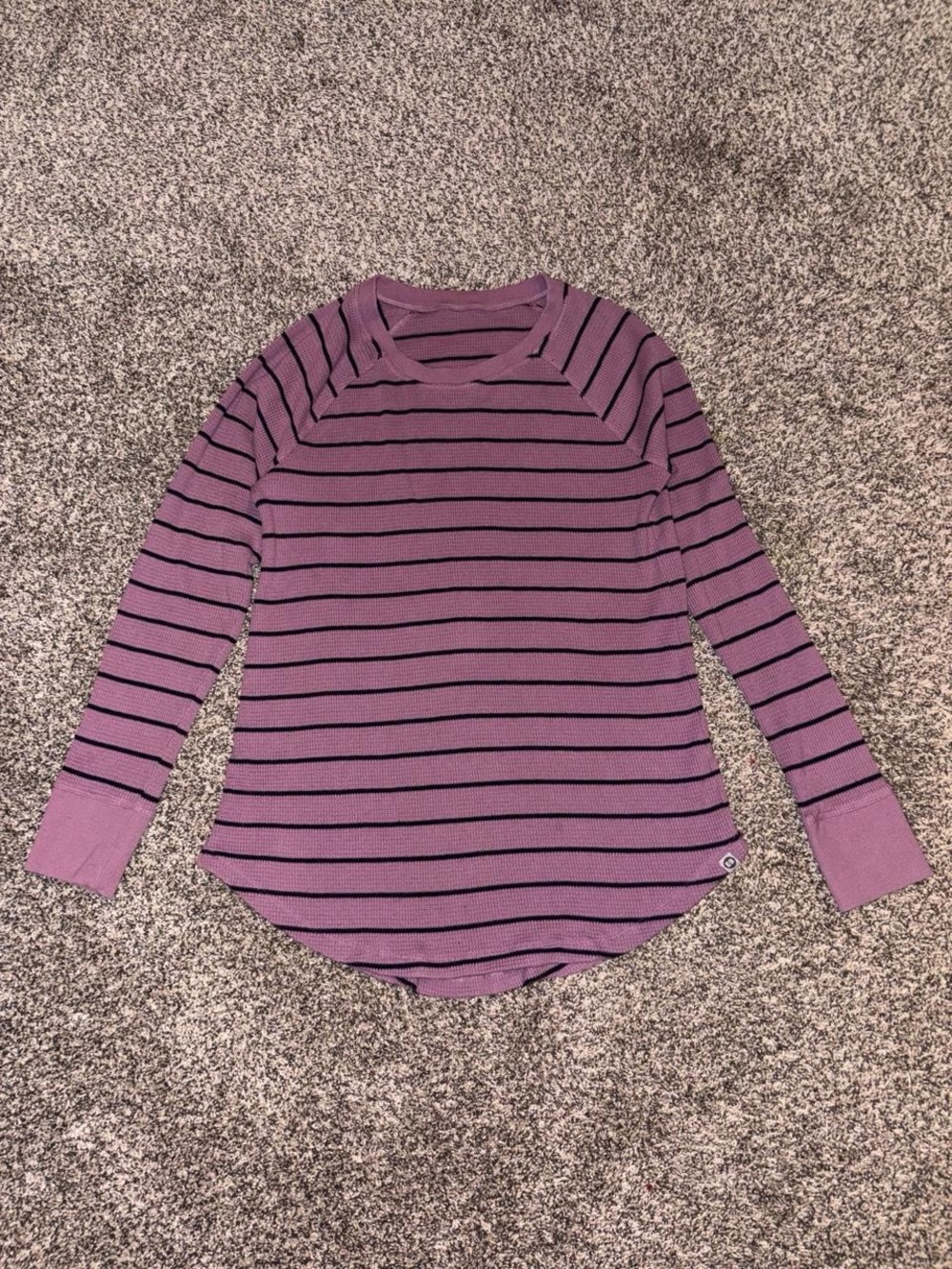 Y2K Purple and black striped long sleeve thermal waffle knit shirt